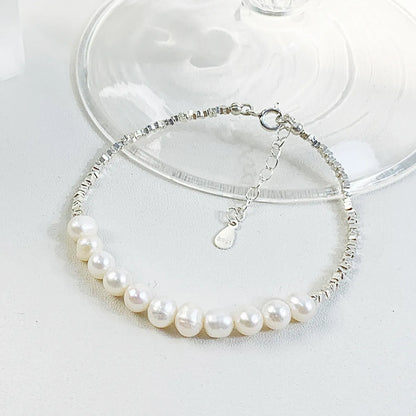 Lady U Shape Freshwater Pearl Sterling Silver Beaded Plating Bracelets