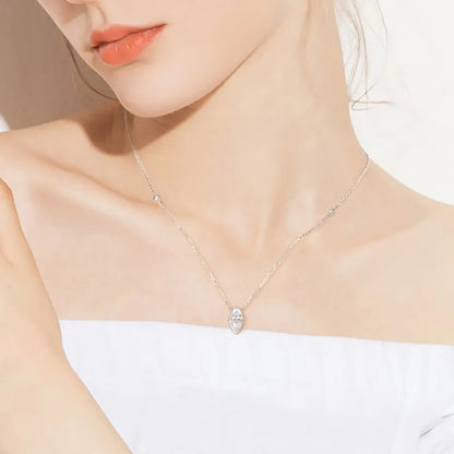 Lady Vacation Shiny Oval Solid Color Sterling Silver Plating Inlay Zircon White Gold Plated Rhodium Plated Silver Plated Necklace