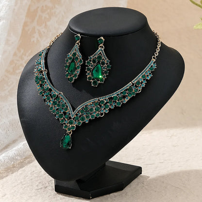 Lady Water Droplets Alloy Plating Inlay Rhinestones Women'S Earrings Necklace