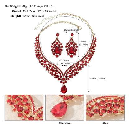 Lady Water Droplets Alloy Plating Inlay Rhinestones Women'S Earrings Necklace