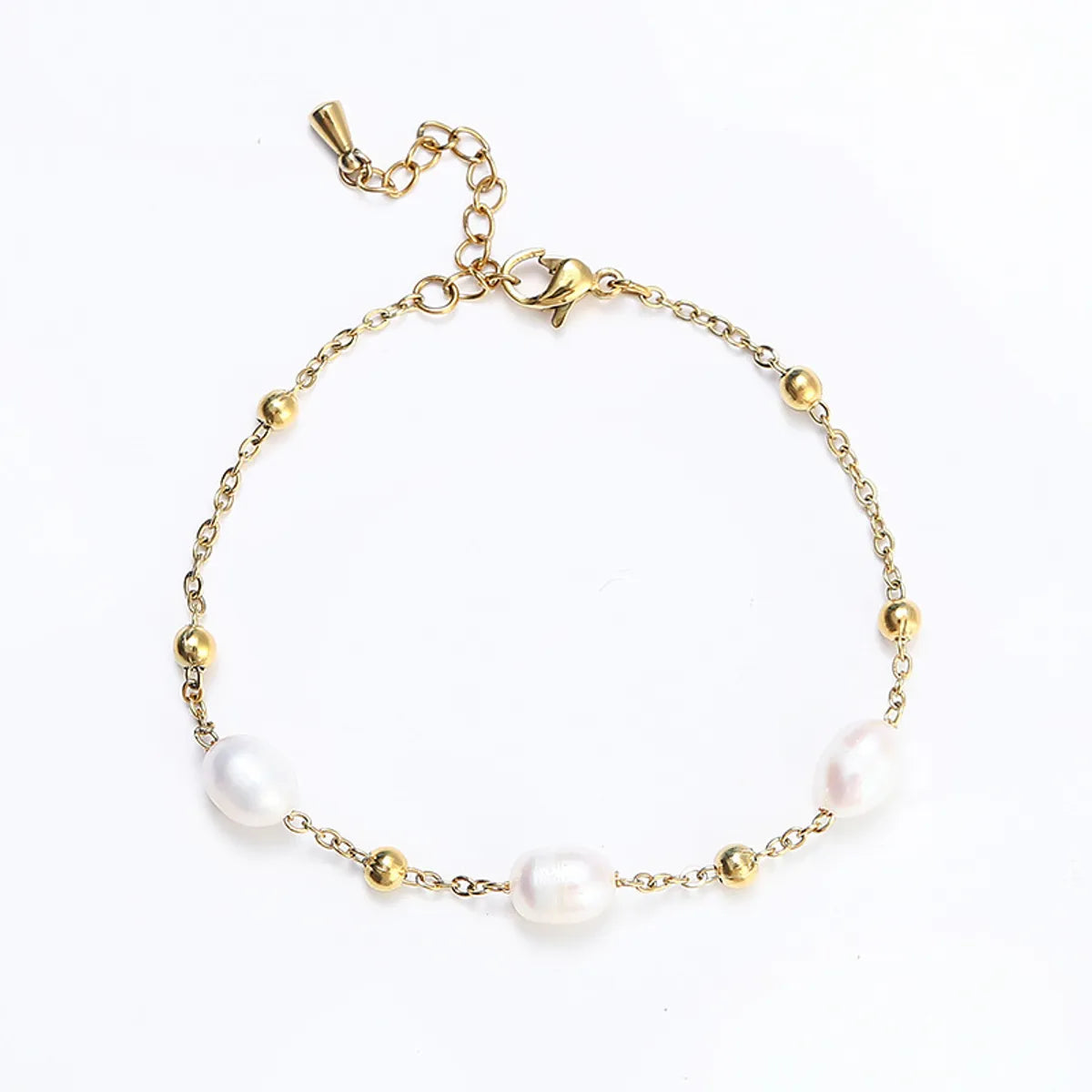 Lady Water Droplets Stainless Steel Freshwater Pearl Beaded Bracelets