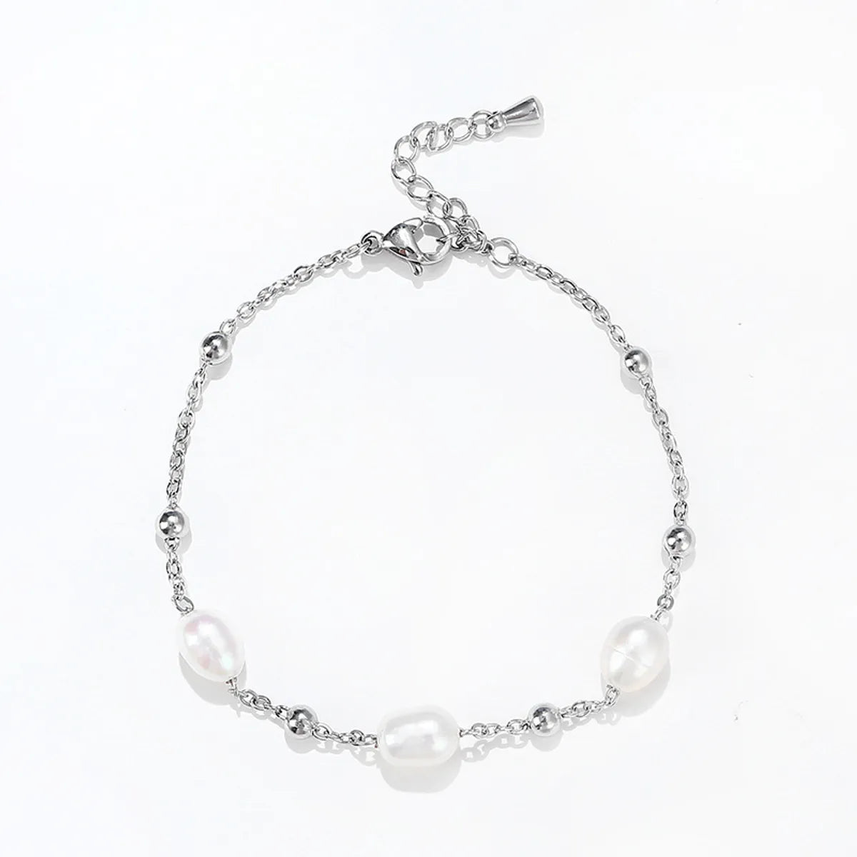 Lady Water Droplets Stainless Steel Freshwater Pearl Beaded Bracelets