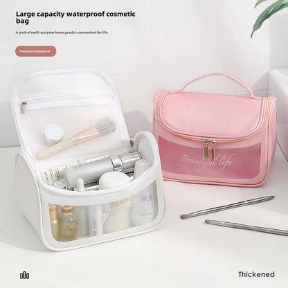 Large Capacity PVC Transparent Cosmetic Bag Portable Pillow Bag Cosmetic Storage Bag Transparent Travel Wash Bag