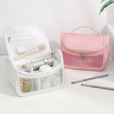 Large Capacity PVC Transparent Cosmetic Bag Portable Pillow Bag Cosmetic Storage Bag Transparent Travel Wash Bag