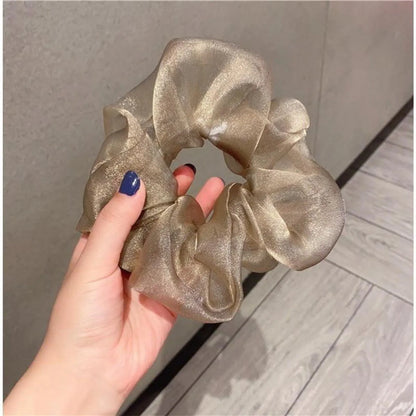 Large Organza Large Intestine Hair Ring ~ Ins Korean Style Fairy Hair Rope Mesh Bm Pig Large Intestine Ring Hair Accessories Hair Rope