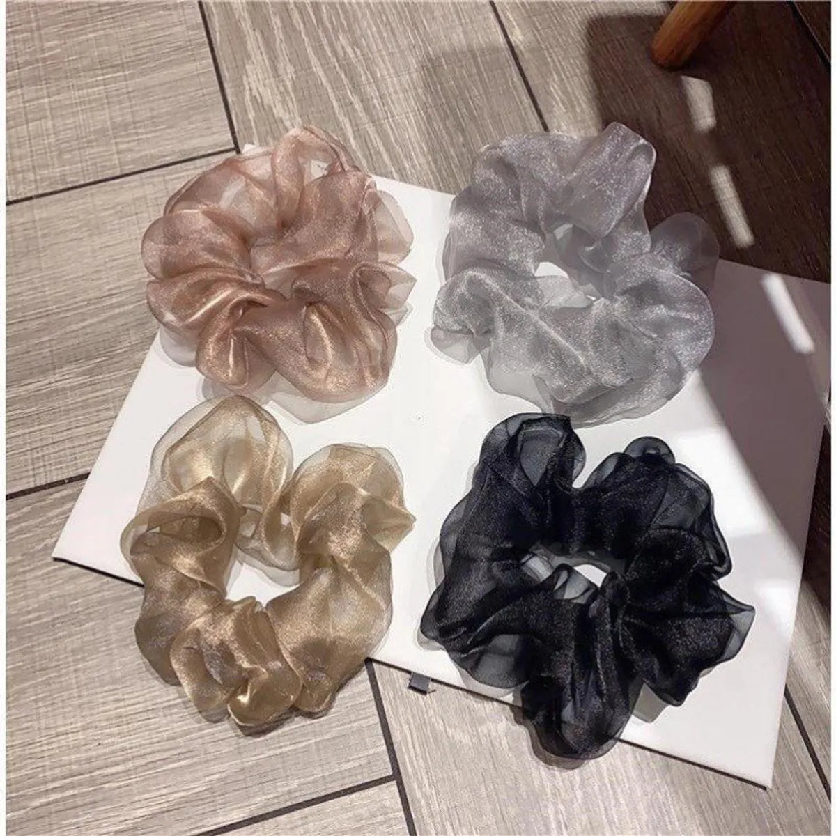 Large Organza Large Intestine Hair Ring ~ Ins Korean Style Fairy Hair Rope Mesh Bm Pig Large Intestine Ring Hair Accessories Hair Rope