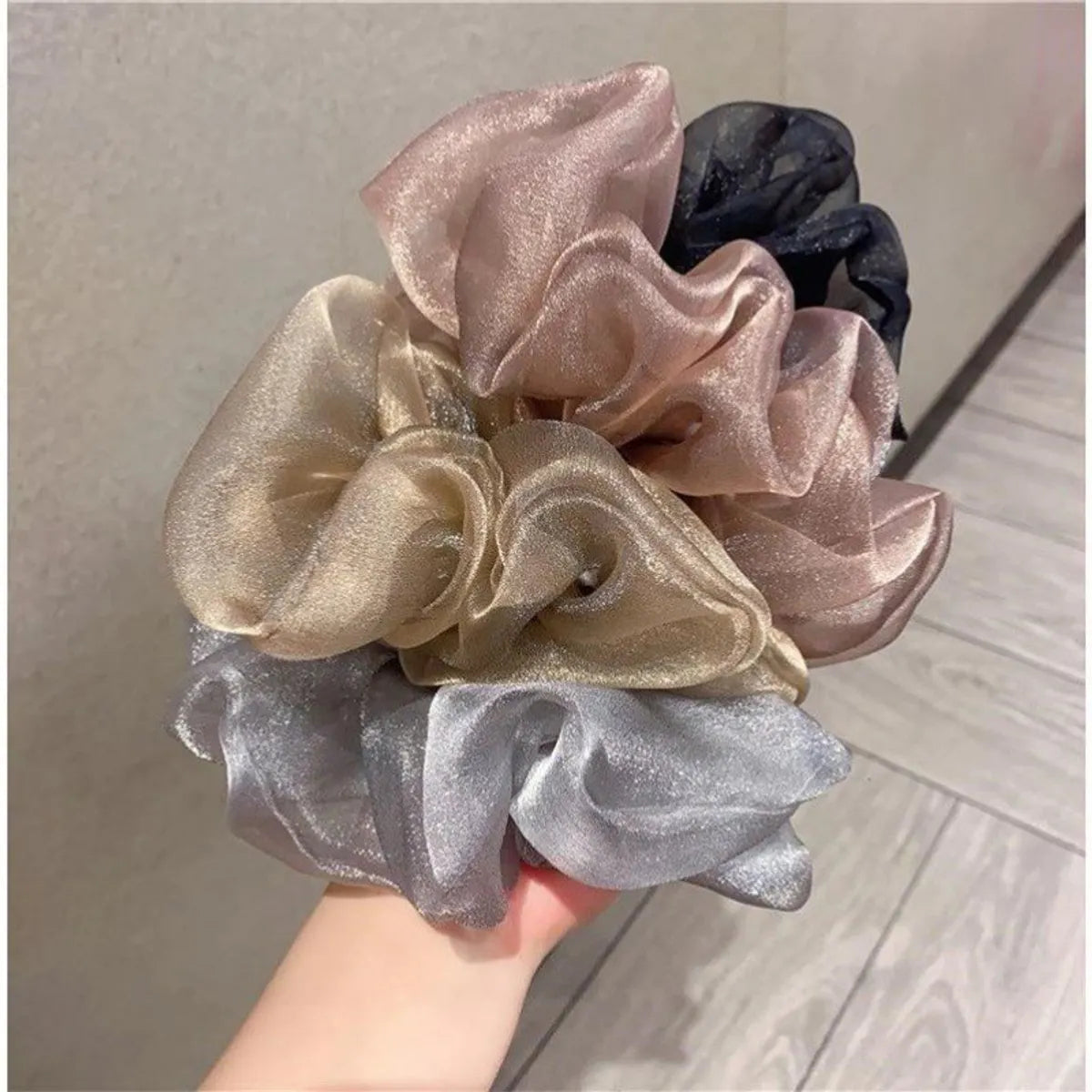 Large Organza Large Intestine Hair Ring ~ Ins Korean Style Fairy Hair Rope Mesh Bm Pig Large Intestine Ring Hair Accessories Hair Rope