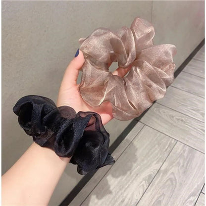 Large Organza Large Intestine Hair Ring ~ Ins Korean Style Fairy Hair Rope Mesh Bm Pig Large Intestine Ring Hair Accessories Hair Rope