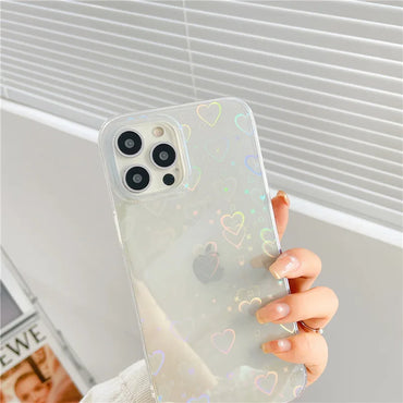 Laser Colorful Heart 13promax Mobile Phone Case Transparent Soft Shell Wholesale