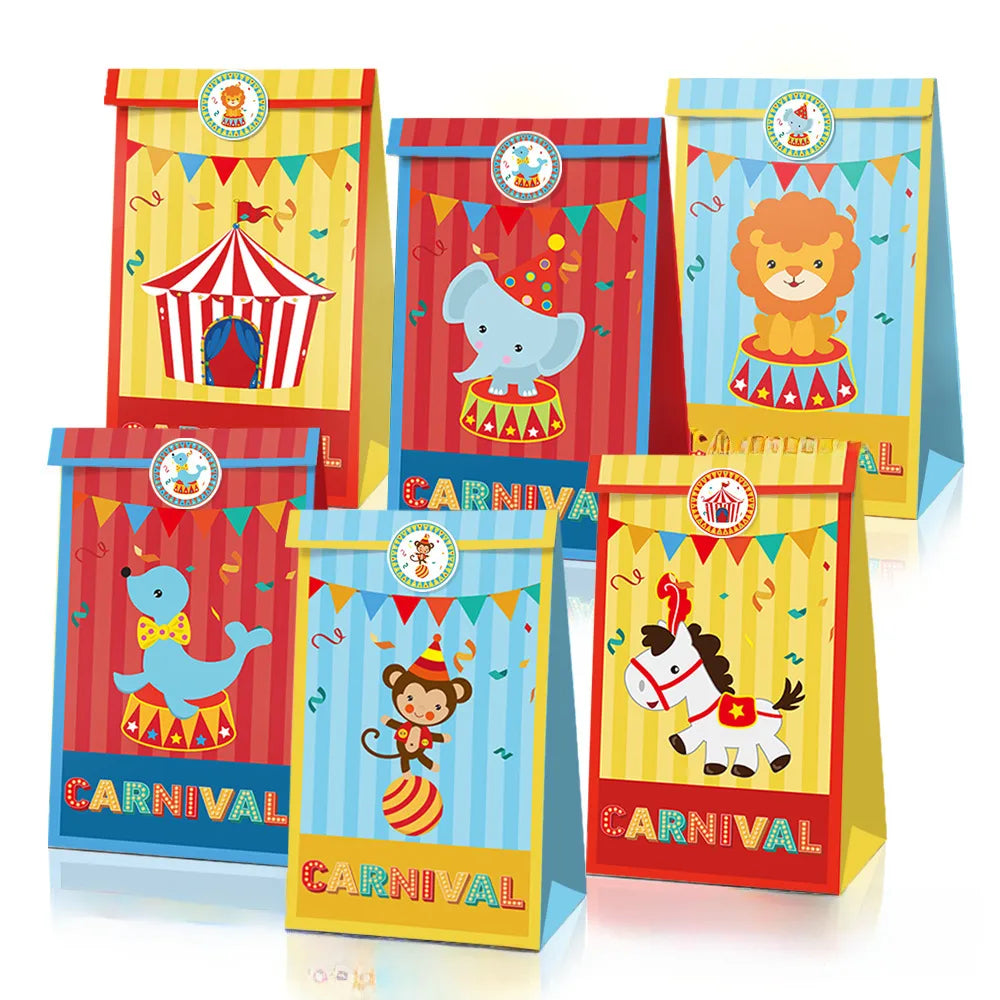 LB013 Mexican Circus Elephant Carnival Party Tote Bag Birthday Party Candy Bag Gift Paper Bag