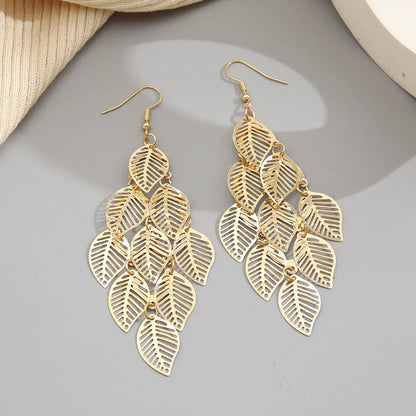 Leaf Butterfly Creative Personality Fashion Hollow Metal Leaf Earrings