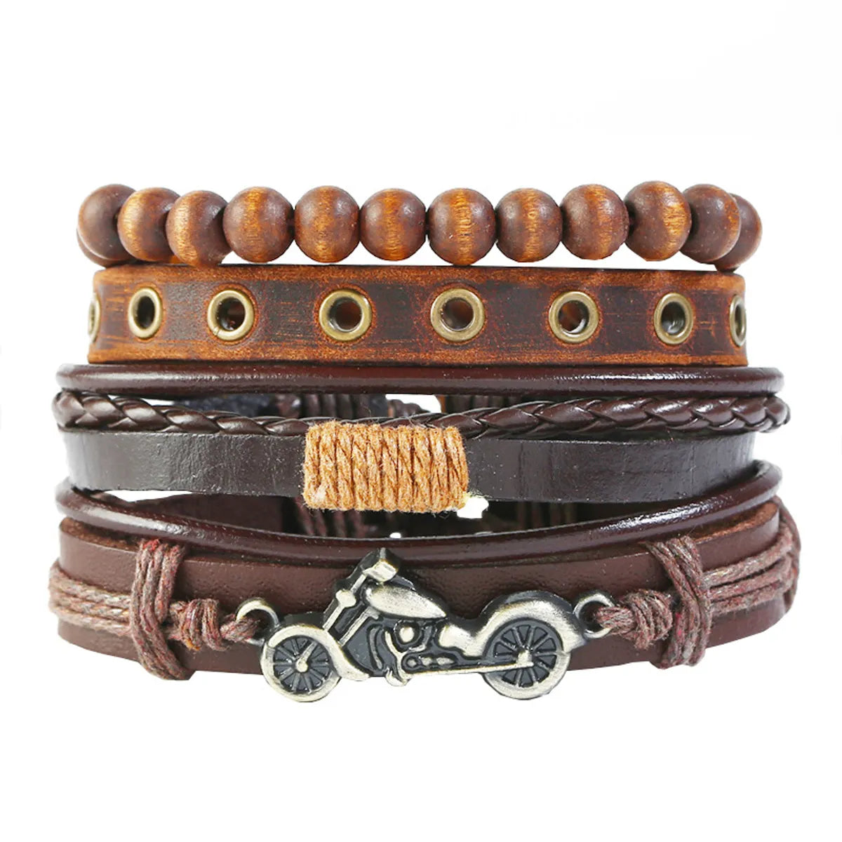 Leather Fashion Bolso Cesta Bracelet  (Four-Piece Set)  Fashion Jewelry Nhpk2247-Four-Piece-Set