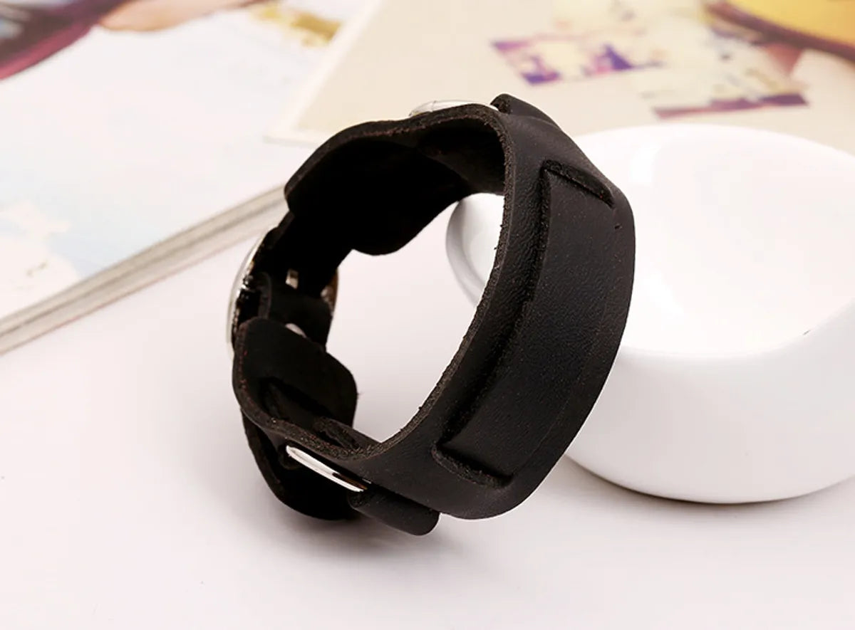 Leather Fashion Geometric Bracelet  (Black) Nhpk1565-Black