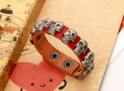 Leather Fashion Geometric Bracelet  (Red) Nhpk1402-Red