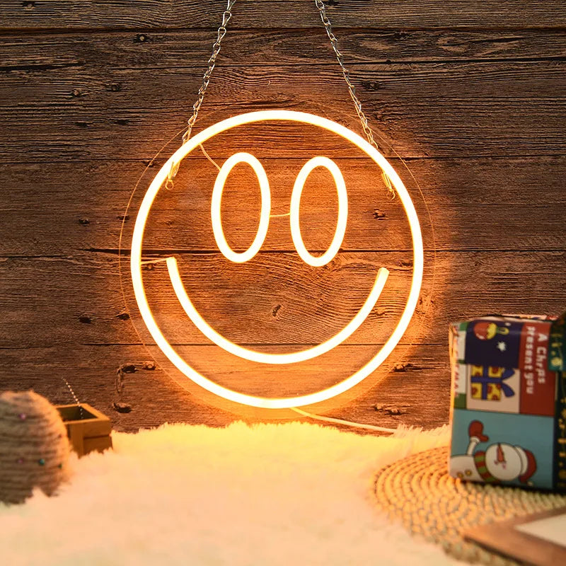 LED  Smile Face PC Material Light Sign Atmosphere Decoration Room Living Room Pendant