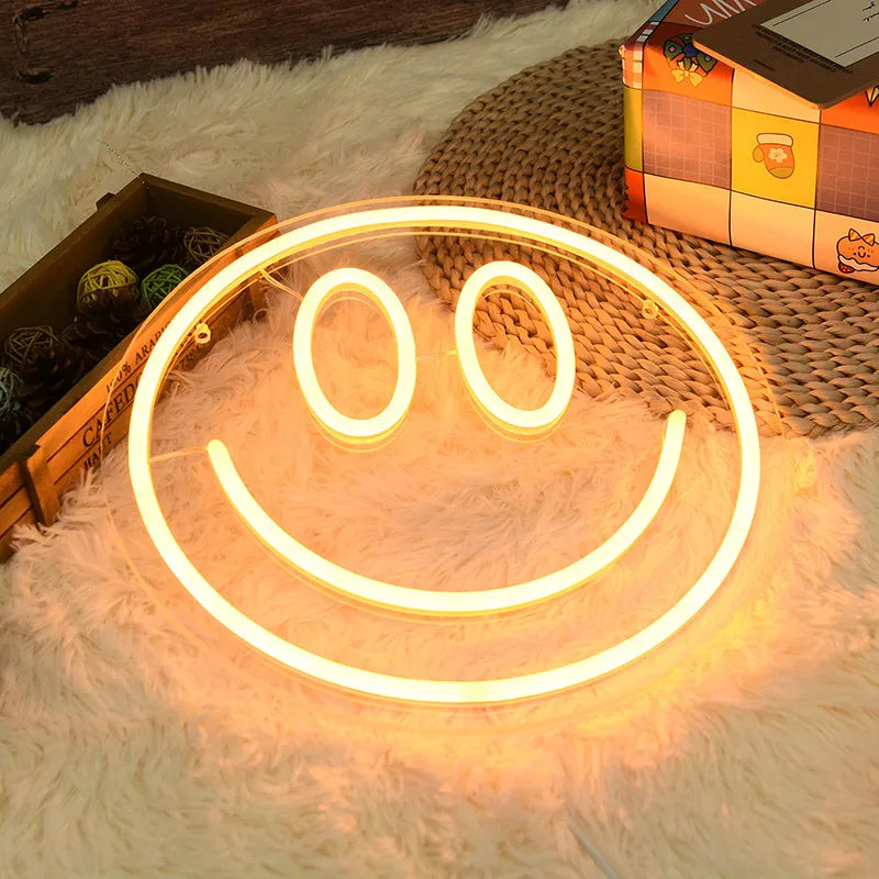 LED  Smile Face PC Material Light Sign Atmosphere Decoration Room Living Room Pendant