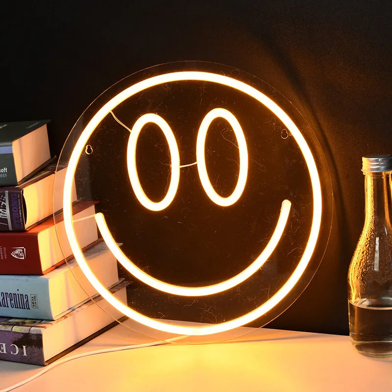 LED  Smile Face PC Material Light Sign Atmosphere Decoration Room Living Room Pendant