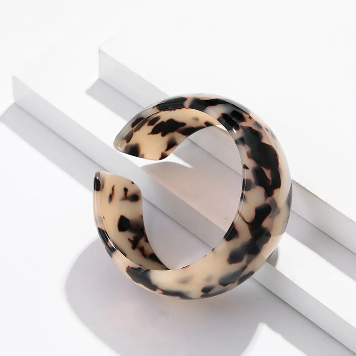 Leopard Print Cellulose Acetate Sheet Open-ended Bracelet