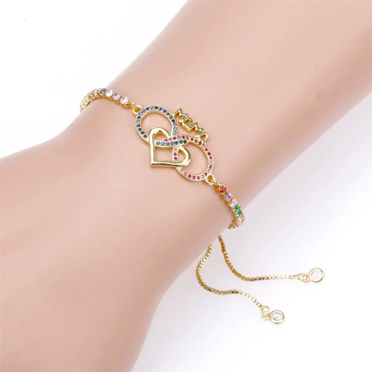 Letter Infinite Heart Shaped Diamond Creative Jewelry Copper Bracelet Mother Gift