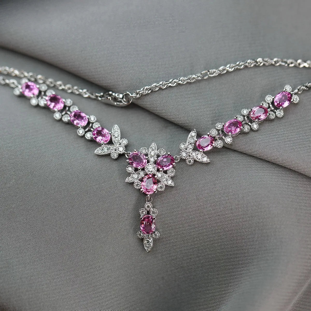 Meet Beautiful Heavy Industry Light Luxury Fairy Butterfly Full Diamond Necklace Micro-inlaid Full Diamond Luxury Argyle Pink Diamond Chain Set