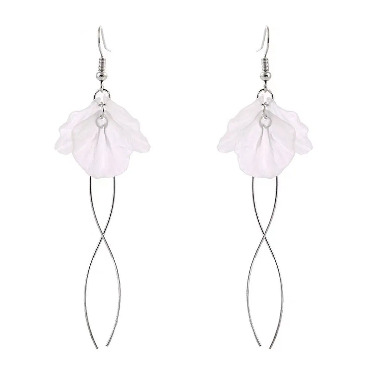 Long Crystal Petal Tassel Earrings