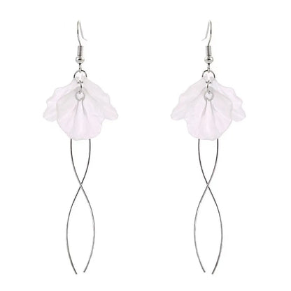 Long Crystal Petal Tassel Earrings