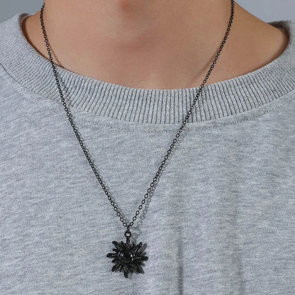 Long Sun Moon Single Layer Alloy Necklace