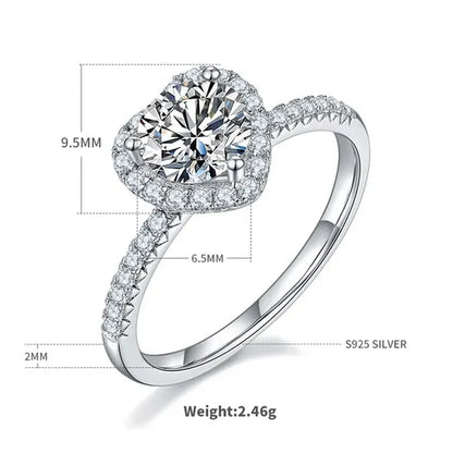 Love Heart-Shaped Ring S925 Silver Exquisite Ring Does Not Fade Four Colors Available Internet Celebrity