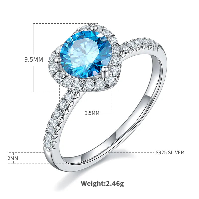 Love Heart-Shaped Ring S925 Silver Exquisite Ring Does Not Fade Four Colors Available Internet Celebrity