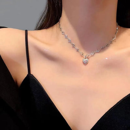 Love Stitching Pearl Japanese And Korean Necklace Design High-Grade Light Luxury Niche Clavicle Chain  New Women'S Necklace