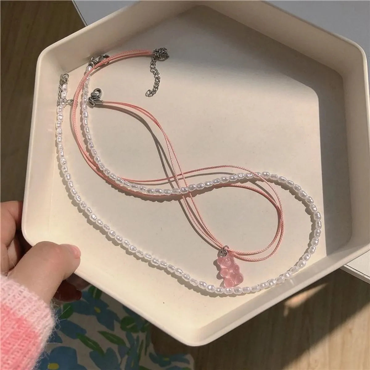 Love Stitching Pearl Japanese And Korean Necklace Design High-Grade Light Luxury Niche Clavicle Chain  New Women'S Necklace