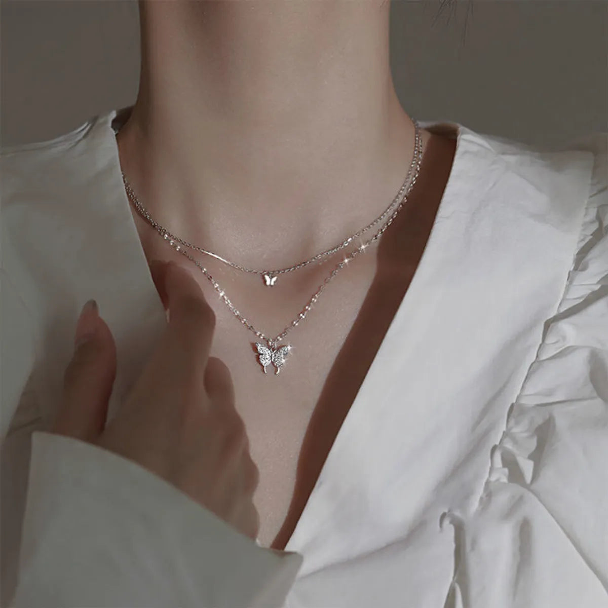 Love Stitching Pearl Japanese And Korean Necklace Design High-Grade Light Luxury Niche Clavicle Chain  New Women'S Necklace