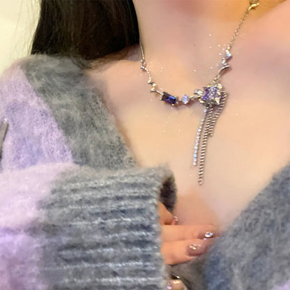 Love Stitching Pearl Japanese And Korean Necklace Design High-Grade Light Luxury Niche Clavicle Chain  New Women'S Necklace