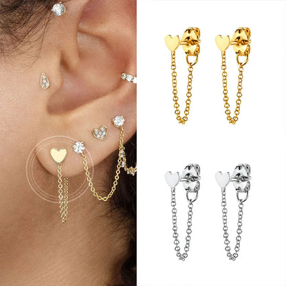 Love Tassel Earrings Fashion Trendy Heart-shaped Wild Long Earrings Symmetrical Earrings