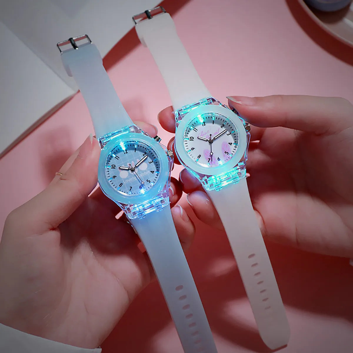 Luminous Children'S Watch Colorful Glowing Cartoon Rabbit Quartz  Cartoon Watch Wholesale