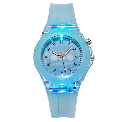 Luminous Children'S Watch Colorful Glowing Cartoon Rabbit Quartz  Cartoon Watch Wholesale