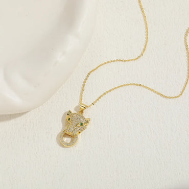 Luxurious Bear Copper 14k Gold Plated Zircon Pendant Necklace In Bulk