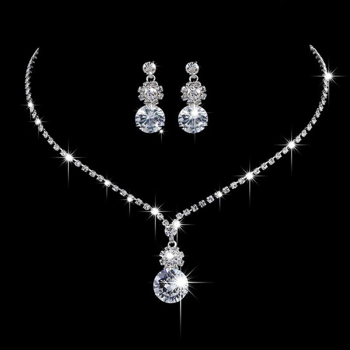 Luxurious Bridal Geometric Rhinestone Tassel Women's Jewelry Set