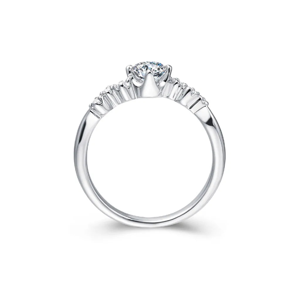 Luxurious Bridal Romantic Inlay Round Lab-Grown Diamonds Rings