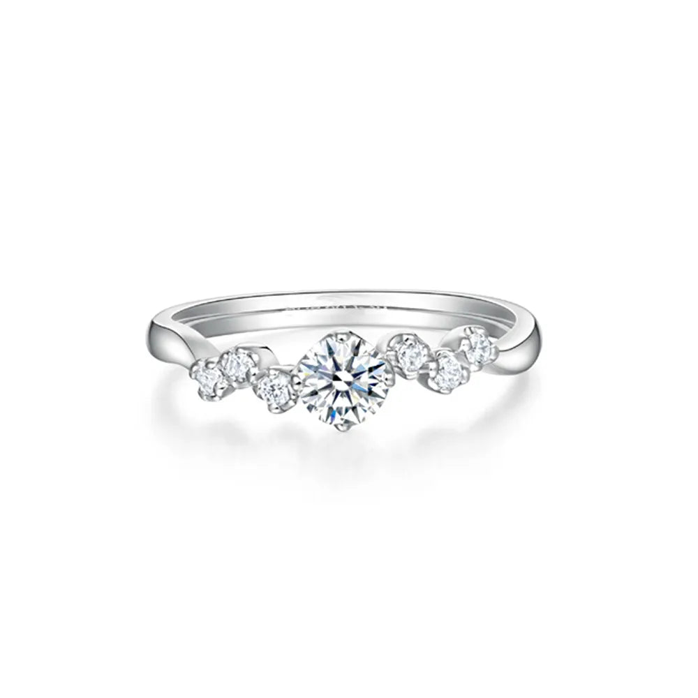 Luxurious Bridal Romantic Inlay Round Lab-Grown Diamonds Rings