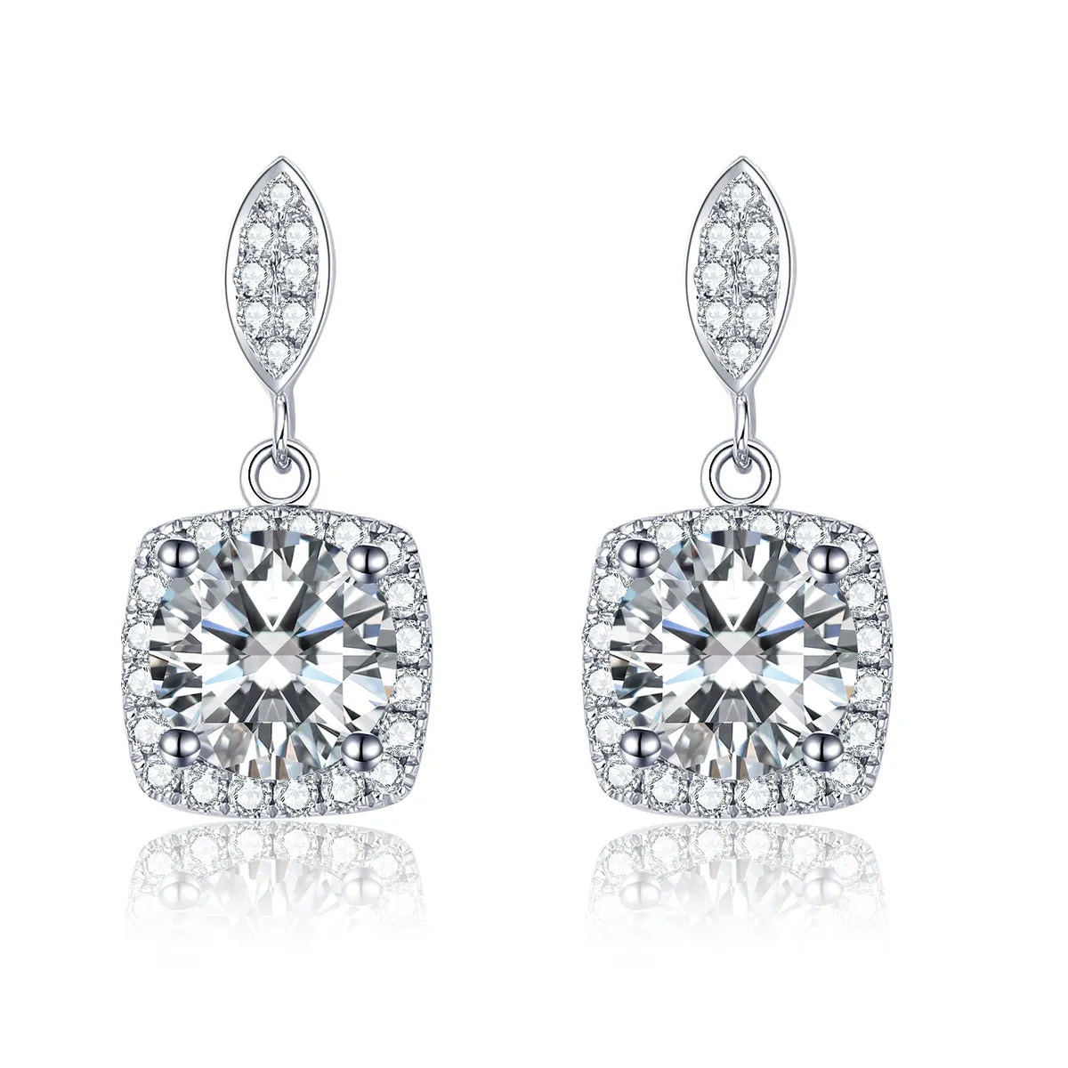 Luxurious Bridal Shiny Inlay Square Lab-Grown Diamonds Drop Earrings