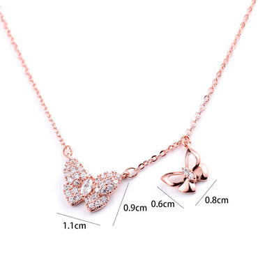 Luxurious Butterfly Copper Necklace Plating Zircon Copper Necklaces 1 Piece