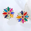 Luxurious Flower Alloy Inlay Rhinestones Gold Plated Women'S Ear Studs