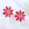 Luxurious Flower Alloy Inlay Rhinestones Gold Plated Women'S Ear Studs