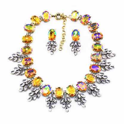 Luxurious Flower Alloy Plating Inlay Artificial Crystal Women's Jewelry Set