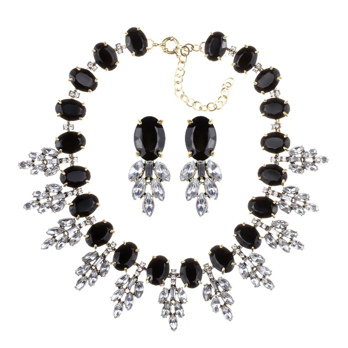 Luxurious Flower Alloy Plating Inlay Artificial Crystal Women's Jewelry Set