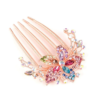 Luxurious Flower Alloy Plating Rhinestones Insert Comb