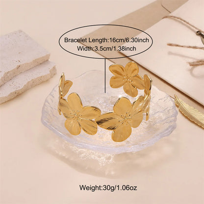 Luxurious Flower Butterfly Stainless Steel Plating Bangle