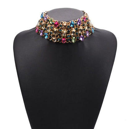 Luxurious Geometric Alloy Inlay Artificial Crystal Rhinestones Women's Choker