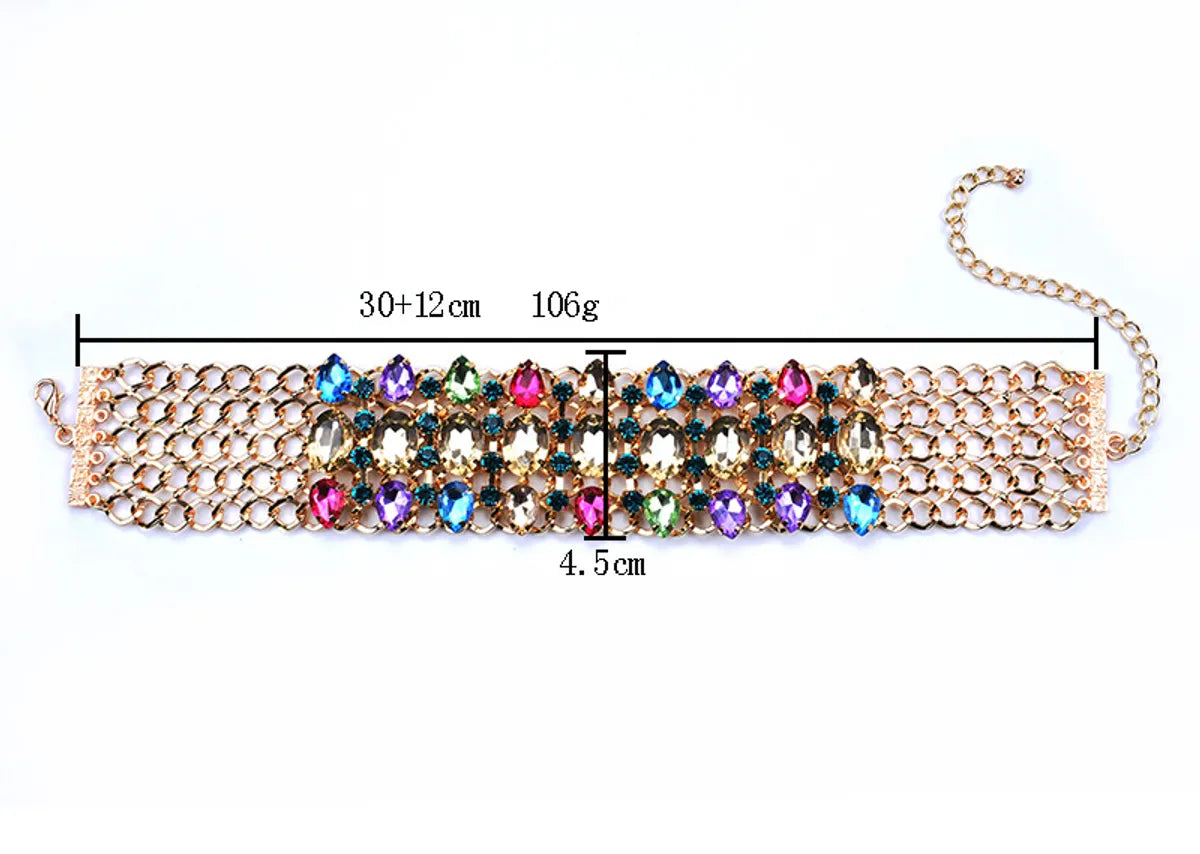 Luxurious Geometric Alloy Inlay Artificial Crystal Rhinestones Women's Choker